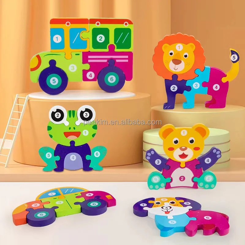 Puzzle 3D En Bois Animaux Montessori - Pour Enfants 2-12 Ans - Jeu éducatif En Bois