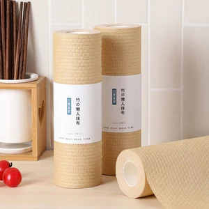 Durable Brown Bamboo Roll Paper Towel Absorbent Kitchen Cleaning Cloths Free Sample for Dish Hand Usage