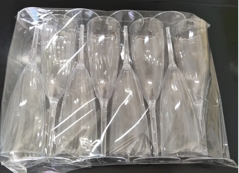 6 Oz Plastic Champagne Flutes For Wedding Disposable Champagne Goblet Plastic Wine Glasses Set