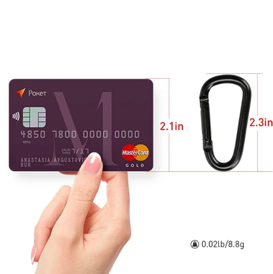 2.3inch Small Hook Full Black Keychain Multi-use Aluminium D Ring Mini Clip Karabiner Custom Carabiner Metal Snap Hook Keychain