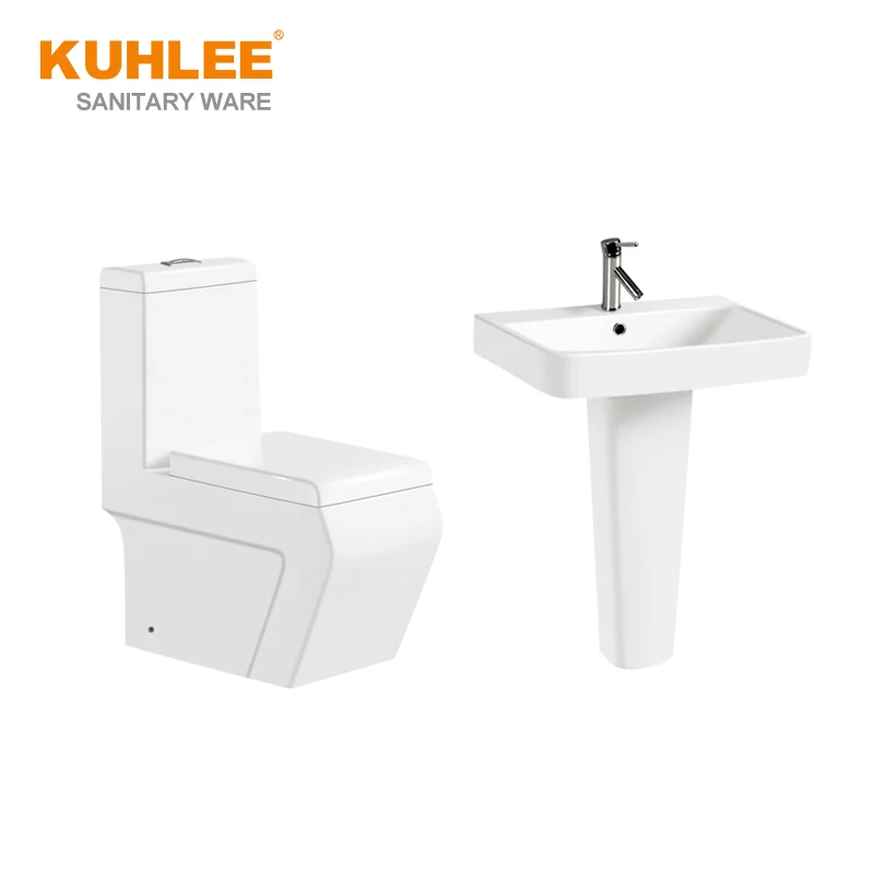 New Design Sanitary Ware Suite Siphonic One Piece Ceramic Bathroom WC Toilet Sets With Basin Sink