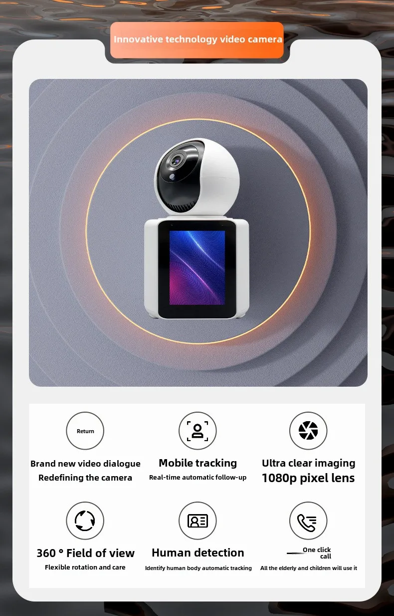 Cloudbirds V360pro Wifi Camera One-Click Calling/Cancelling Button Big LED Colorful Screen Max Rotating Head Night Vision