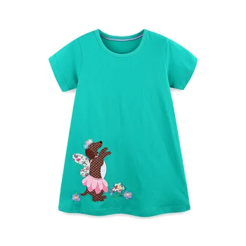 2025 European and American style summer new girls dress cartoon puppy embroidered girl princess dress