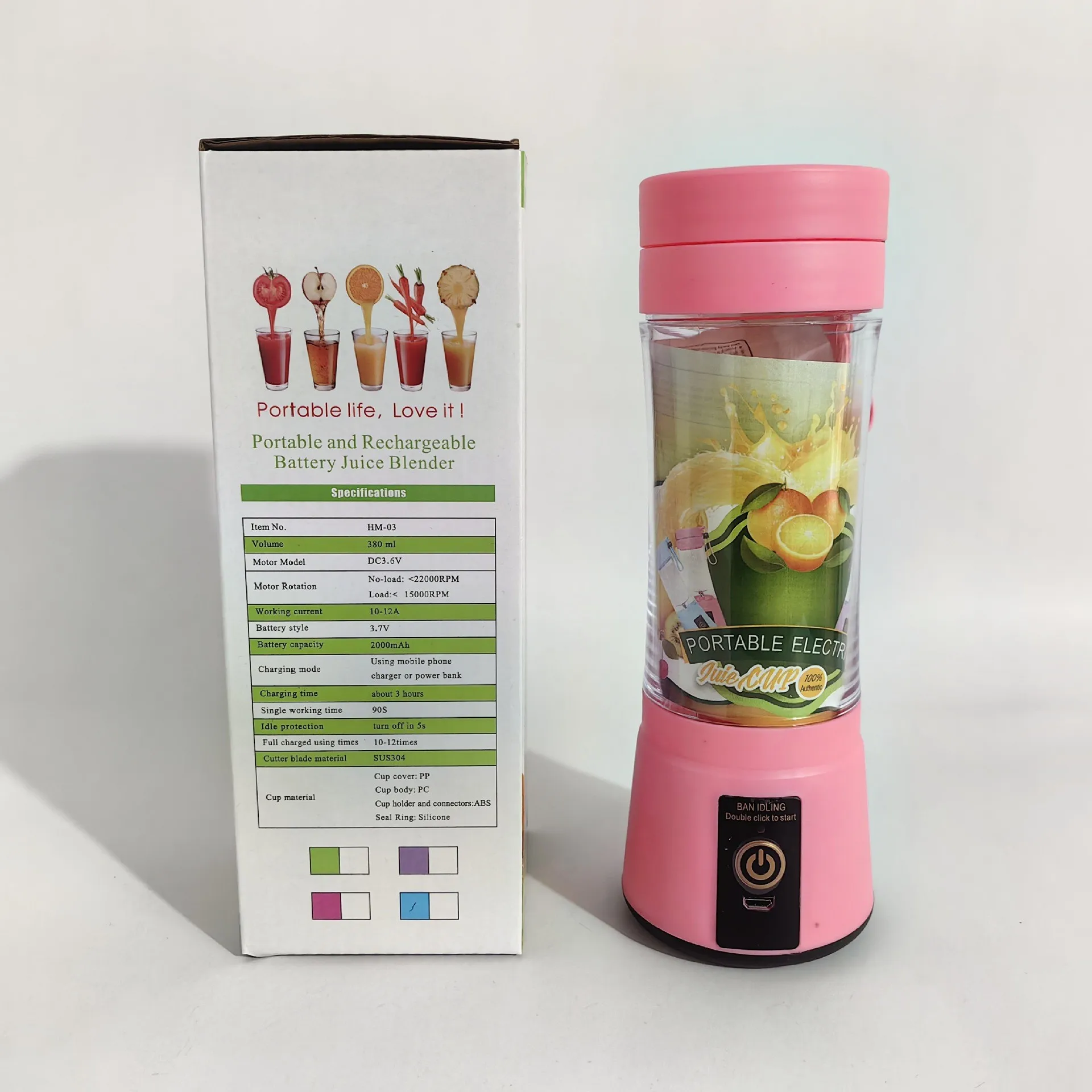Rechargeable Juicer Extractor Machine Mini Blender High Quality Juicer Bottle Plastic with 380ML Capacity