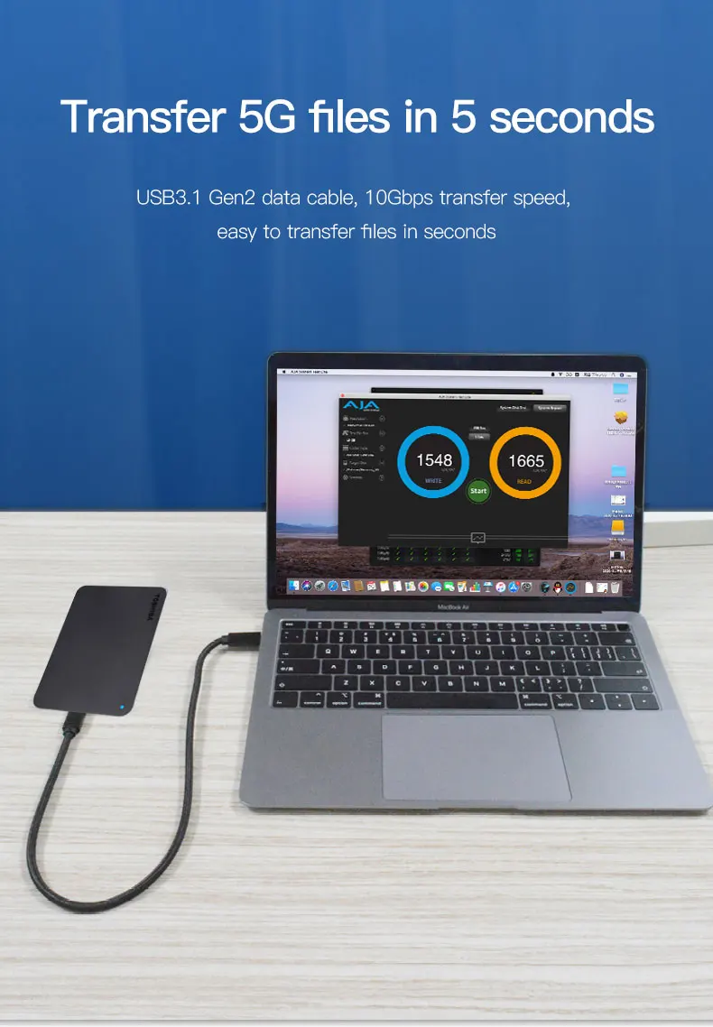 
 Pd 100 Вт Быстрая зарядка 10 Гбит/с 4K 60 Гц аудио видео Usb 3,2/Usb3.1 Gen2 Usbc к Usb c кабелю для ноутбука Mac  