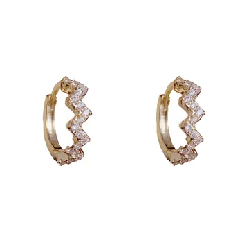 French Luxury Micro-Set Zirconia Drop Earrings for Women Hundred Brass Gold-Plated Fashion Accessory
