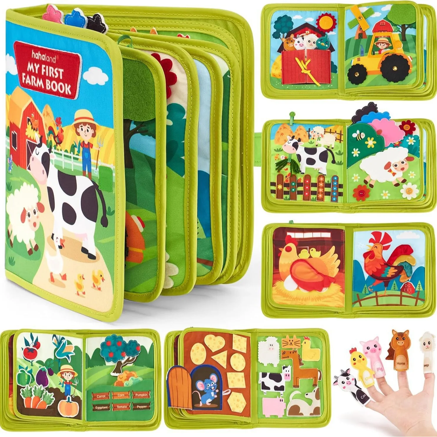 Early Felt Education Learning Board Book for 5-7 Years Old Kids Baby Fruit Tree Farm Animal Cognition Tools Educational Toys