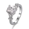 Bague en argent 925 plaqué or avec diamant de laboratoire