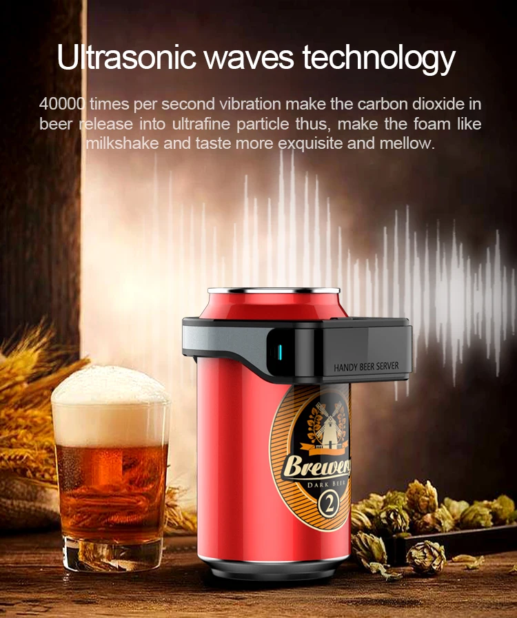 Hot Sale One Touch Handy Spit Bubble Ultrasonic Portable Micro Frother Ring Draft Beer Foamr Machine Server manufacture