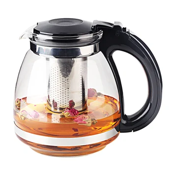 Contemporary 1500ml Glass Tea Pot with Stainless Steel Filter Transparent Teapot for Coffee & Tea Sets Box Packaging