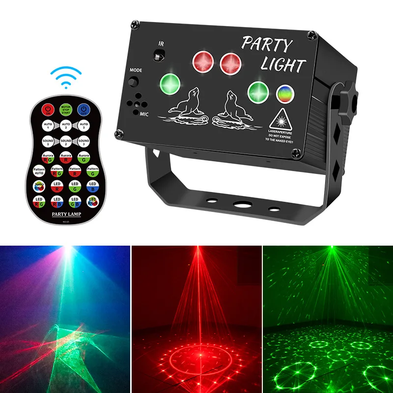 Disco Light RGB LED Laser Stage Beam Lighting Sound Activated DJ Party Lights With Strobe Flash Effect Usb Power Projector Lamp