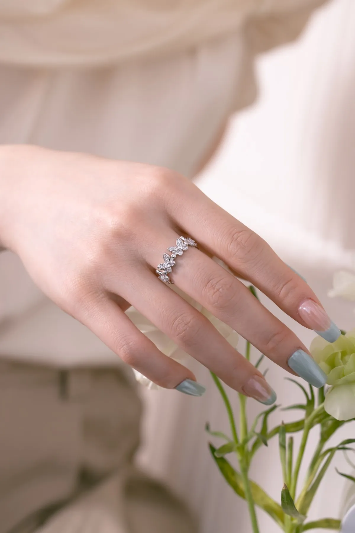 KAKODIY Couple Rings 5A Zircon Butterfly Couple Ring 925 Sterling Silver Bridal Romantic Wedding Ring Girl Gift detail 2