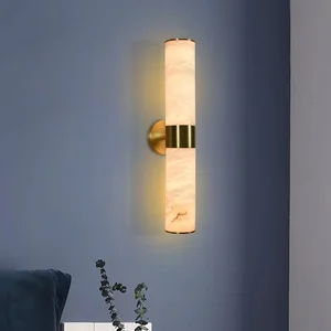 Modern Spanish Natural Marble Copper LED Wall Lamp for Living Room Bedroom Home Office Luxury Simple Designer Style for Bathroom