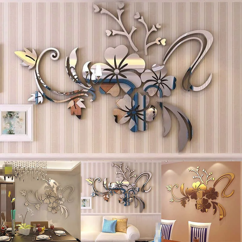  Shanrya Decorative Wall Sticker, Multifunctional Acrylic Mirror  Wall Sticker Background Decoration for Kitchen for Living Room for Office  for Dining Room(Gold) : Tools & Home Improvement