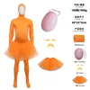 Lorax 02 Bright Orange Suit [Bright Orange Jumpsuit, Beard, Faux Belly, Eyebrows, Gauze Skirt]