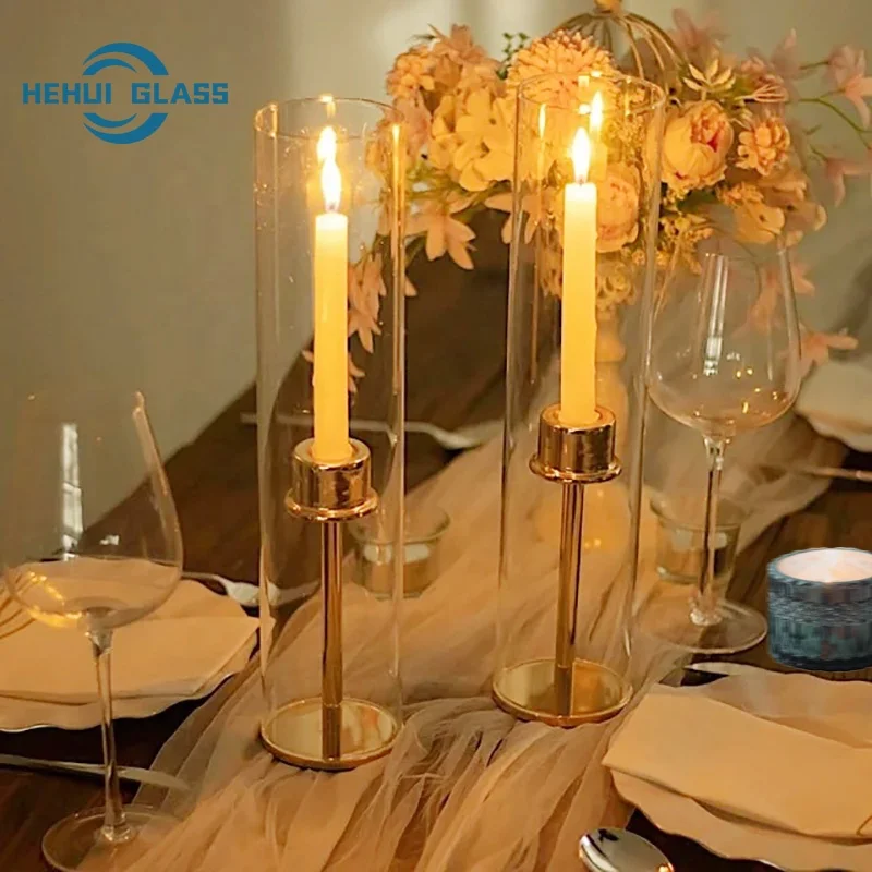 Customized Sizes Open Ended Glass Hurricane Candle Holder Tube Chimney for Crystal Candlesticks