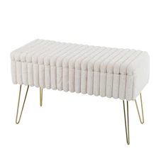 High Quality Storage Bench Ottoman With Gold Legs Footrest Pouf for Bedroom Living Room