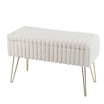 High Quality Storage Bench Ottoman With Gold Legs Footrest Pouf for Bedroom Living Room