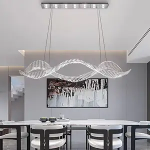 Post-modern Creative Simple Wavy Dining Table Crystal Chandelier Luxury for Home Hotel Kitchen Island bar LED Chandelier Light