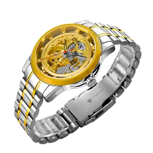High Quality Gold Helmsman True Diamond Mechanical Watch Luxury Fashion Style Pointer Stainless Steel SAPPHIRE CRYSTAL HAIOU