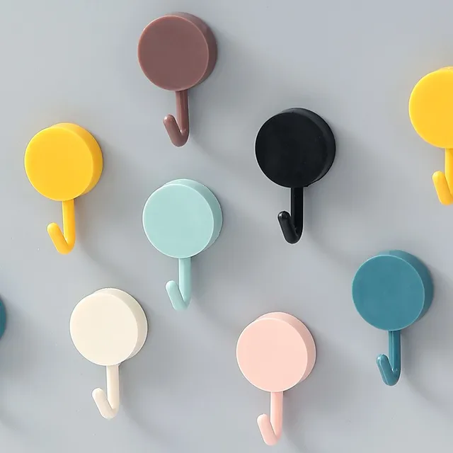 colorful plastic hooks wall cabinet Ceramic tile stainless steel couple sticky waterproof round hooks without punching