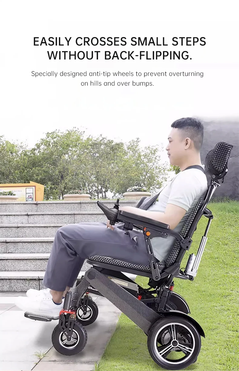 Lightweight Anti-slip shock-absorbing tire Manual/Electric lying down handicapped electric wheelchair power chair factory