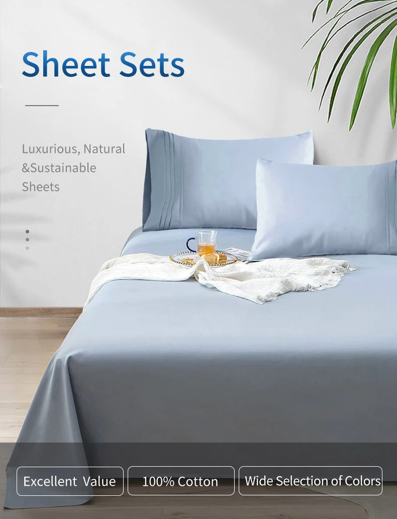 Home Massage Bedding 100 Organic Cotton Queen Size Bed Sheet Set Hotel