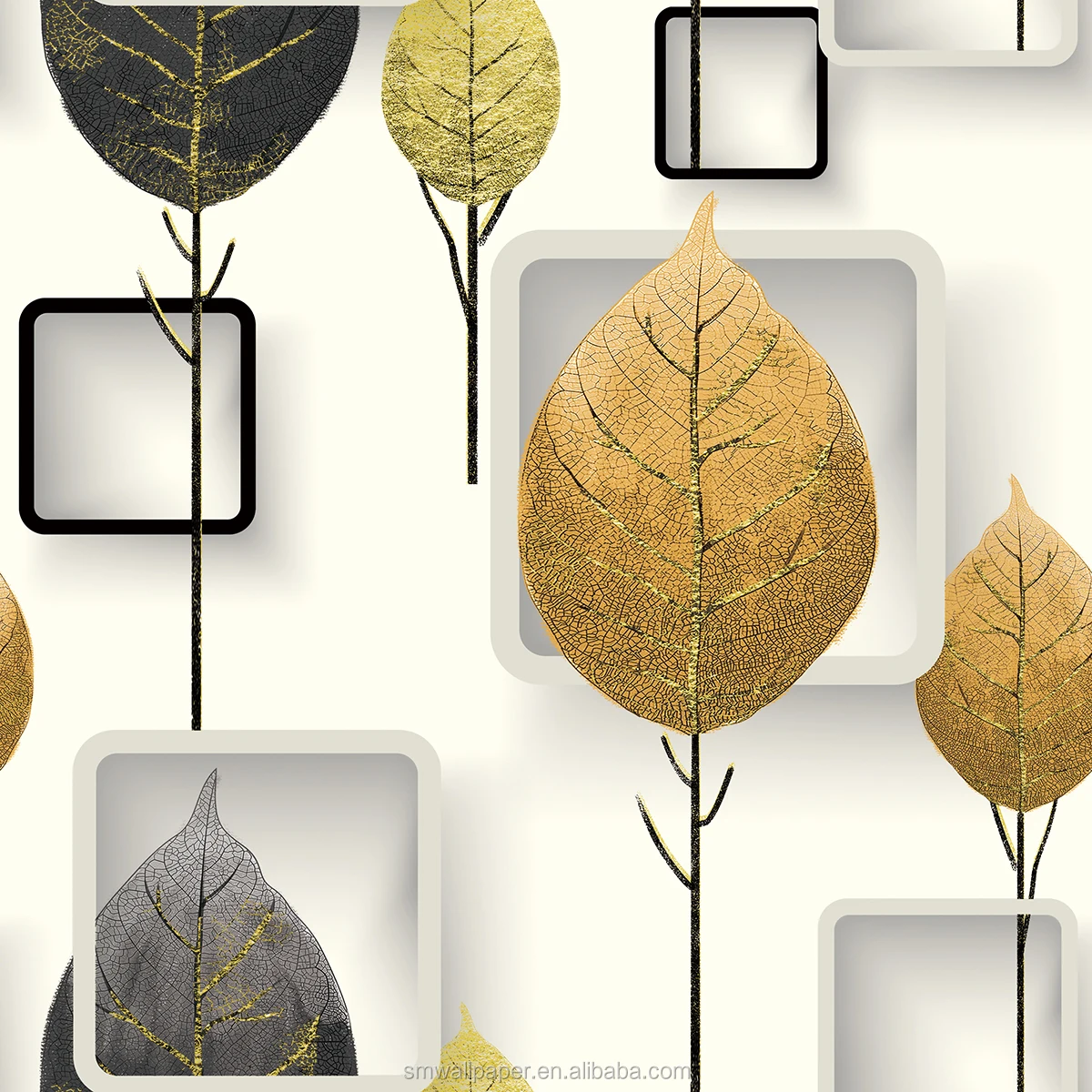 Tree Leaf Pattern Wall Paper Waterproof PVC Modern 3D Wallpaper for Children Room