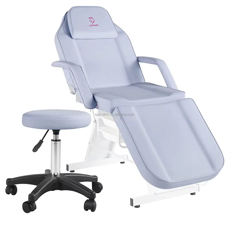 Professional Manual Height-adjustable Leg and Head Massage Bed With Customizable Colors and Two Storage Compartments