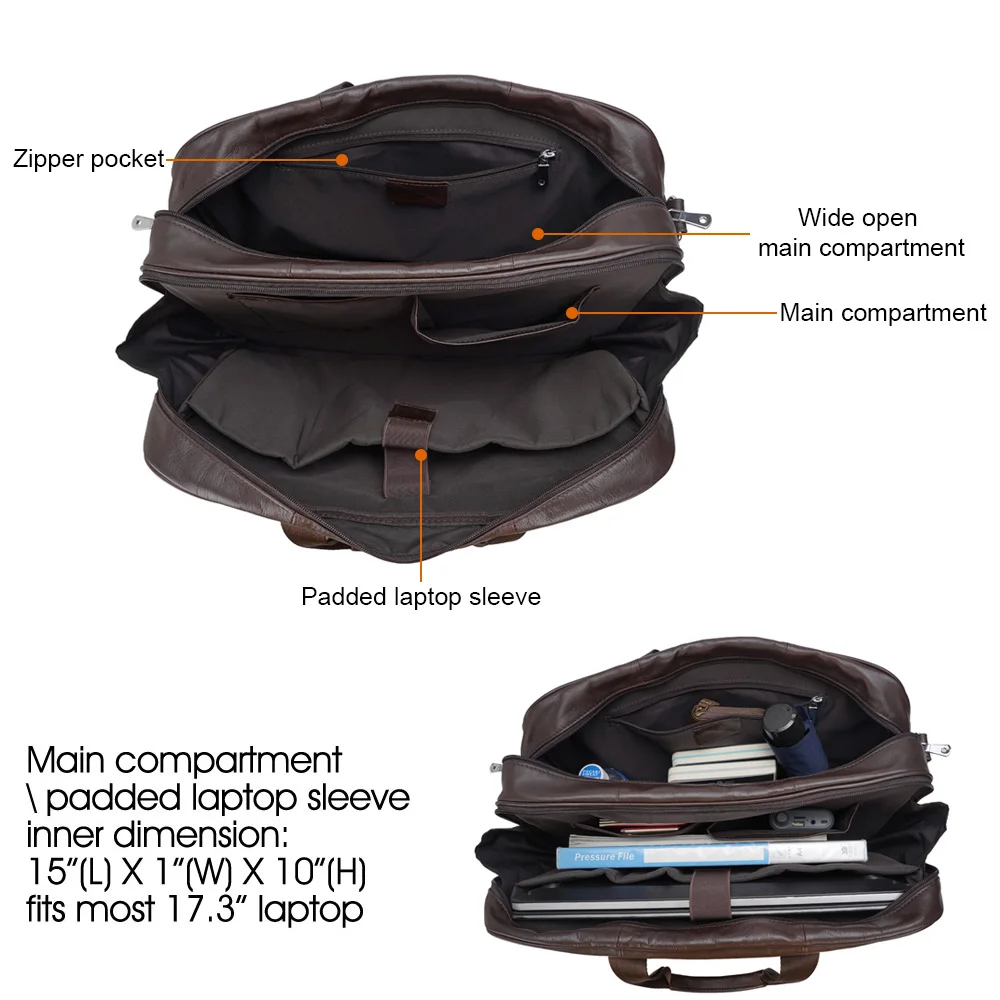 Сумка-портфель TIDING мужская из мягкой натуральной кожи, роскошная вместительная сумочка для ноутбука для офиса и путешествий, портфель из натуральной кожи