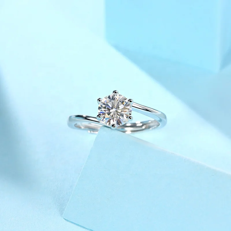 HMOIS costom adjustable crystal ring jewelry women fashion silver 1.0ct moissanite eternity ring