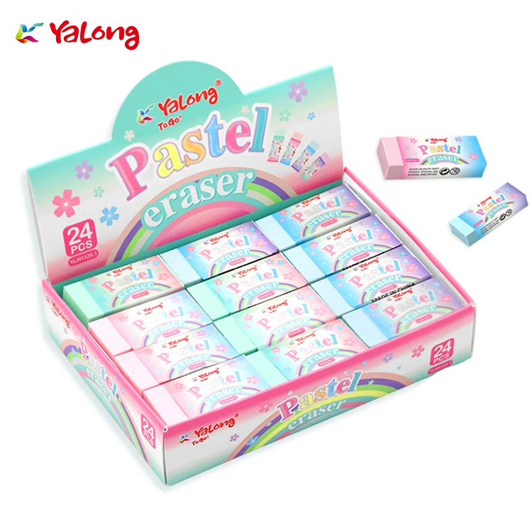 Yalong принадлежности для офиса, мягкие ластики, школьные принадлежности на заказ, прямоугольный цветной ластик