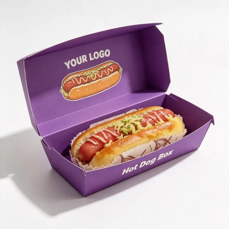 Eco Friendly Greaseproof Sandwich Box with logo OEM Food Grade Hot Dog Package Hamburger Takeout Food Boxes