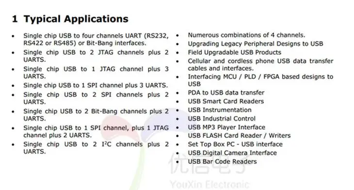 Uart Spi I2c Jtag Rs232 Rs485 Rs422 4通道usb到串口模块ft4232 - Buy Usb转rs232串行 ...