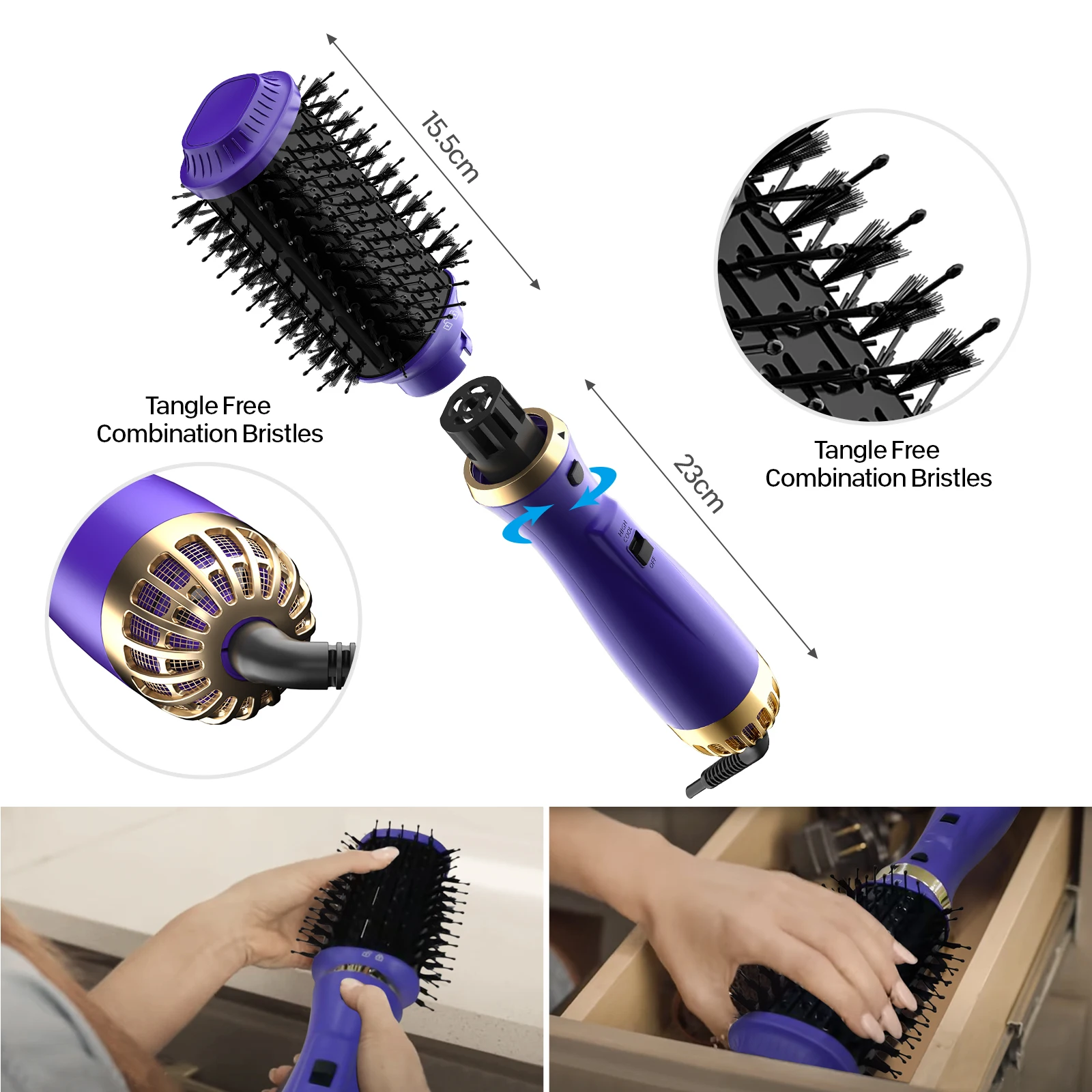 Hair Dryer Brush in Styling Tool with Ionic Technology