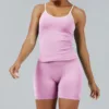 Vest in orchid pink, shorts in orchid pink