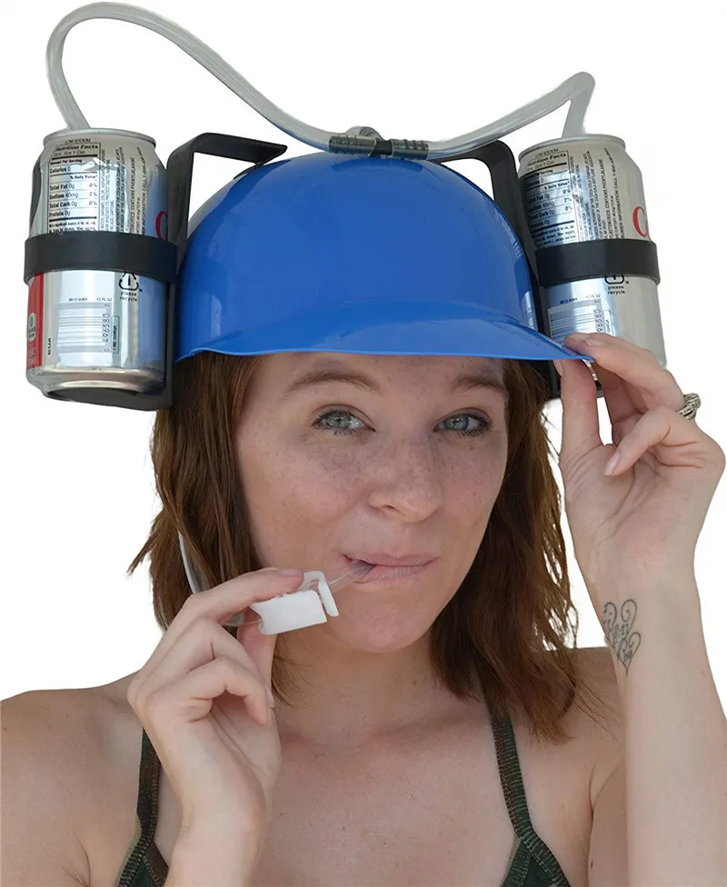 Drinker Beer and Soda Helmet - Drinking Helmet Party Hat Novelty  Accessories - Fun Party Drinking Hat Party Gags Cap 