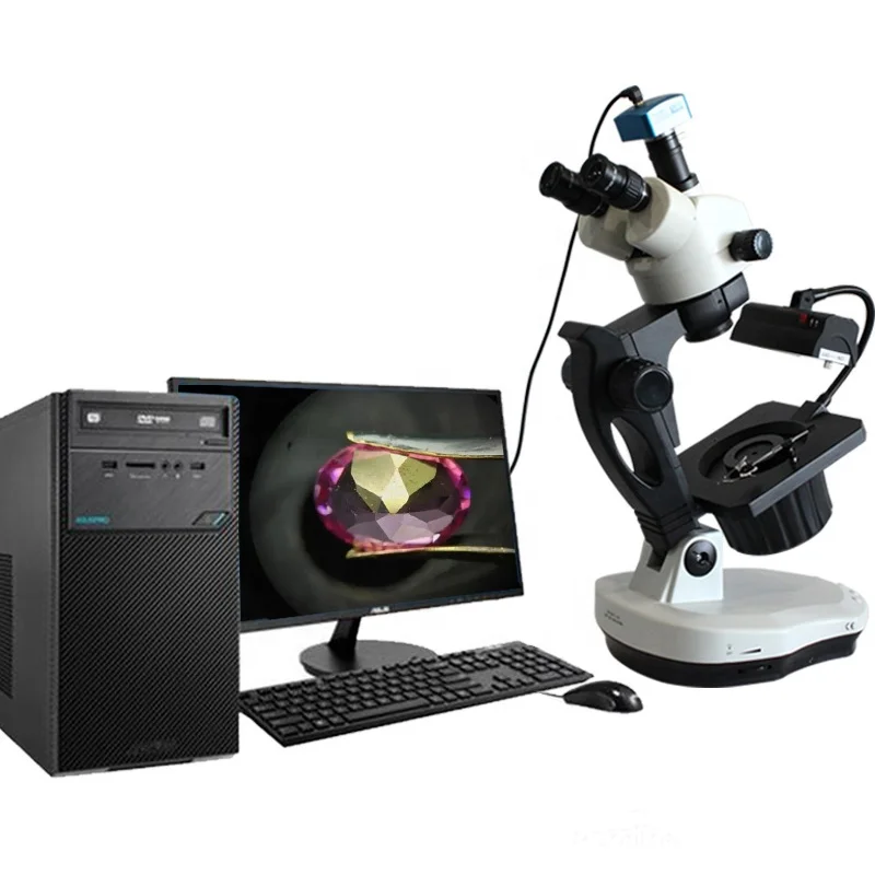 VGM600A Gemological Trinocular Microscope Zoom Jewelry & Gemology Microscopes with Ellipse Base