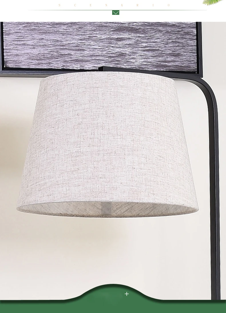 luxury metal base fabrics shade Bookshelf morden style living room floor lamp with table