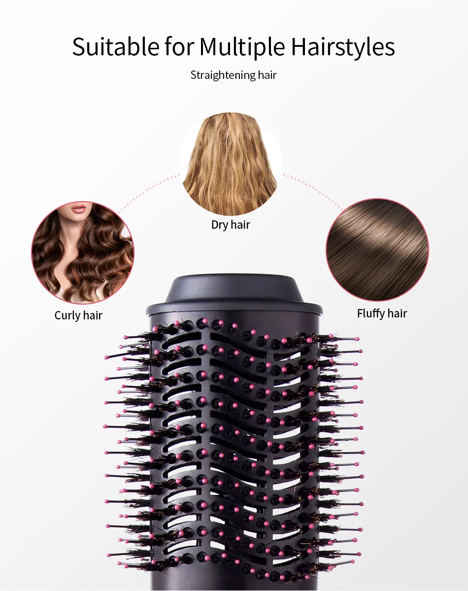 hair curling negative Ion volumizer straightener styling comb hair dryer hot air brushr tools