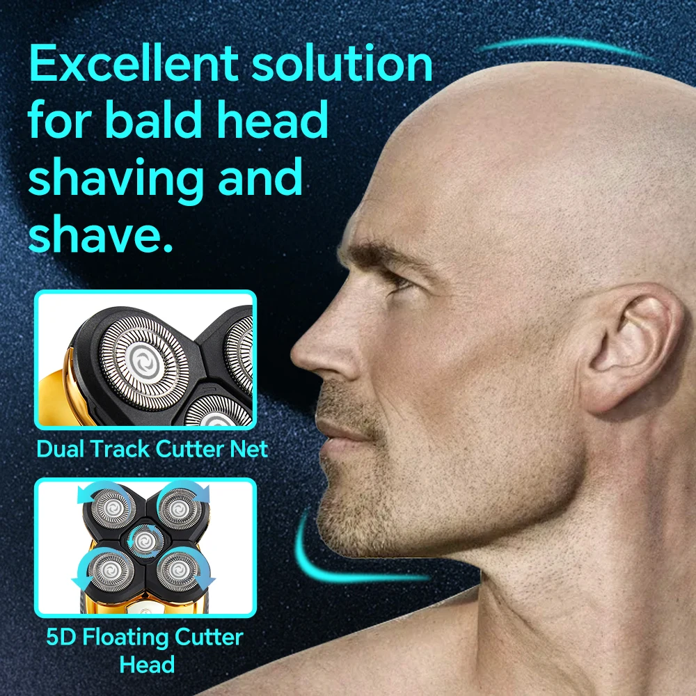 USB Stainless Steel Five-Blade Digital Display Body Hair Trimmer for Household RV Use Beard Trimmer Rotary Electric Shaver manufacture