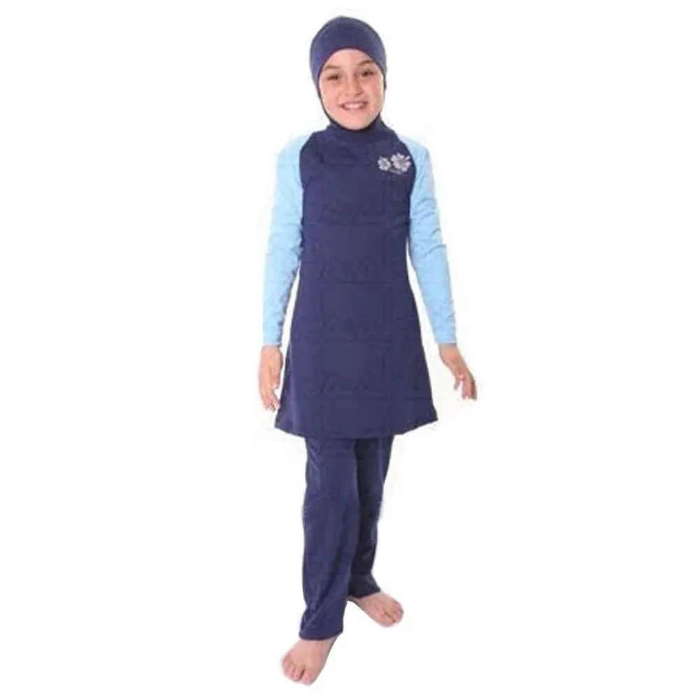 Girls One-piece Swimsuits Hooded Full Cover Muslim Swimwears Islamic Children Arab Islam Beach Wear Long Swim Suits Burkinis main image 1