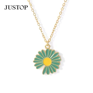 Classic Style Daisy Flower Charm Pendant Necklace for Women Cute Brass Strand Blossom Chain for Engagement Anniversary Gifts