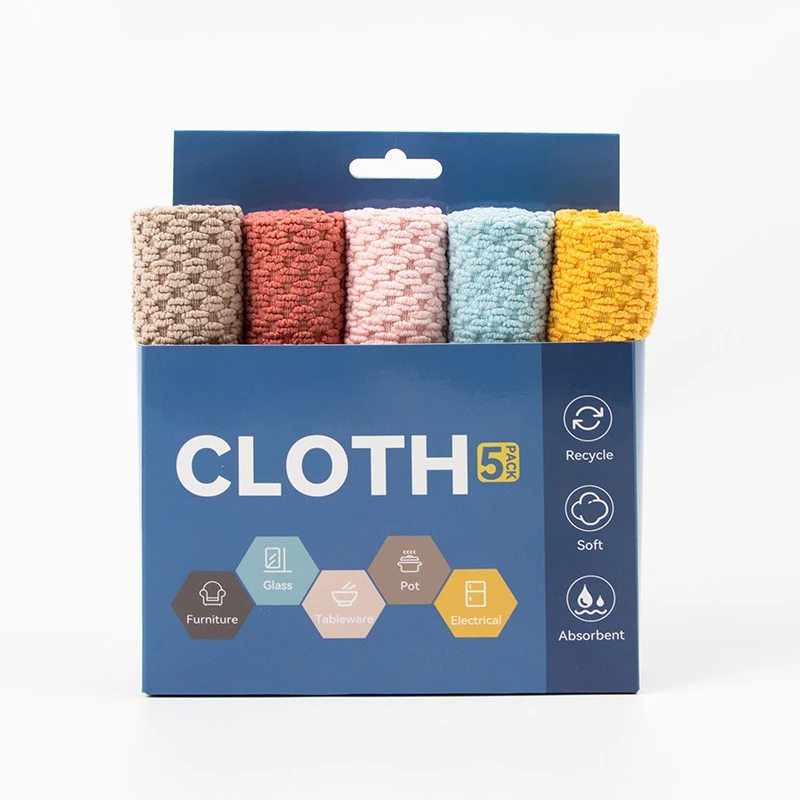 Microfiber Coral Velvet Set of Custom Housekeeping Cloths Thickened Absorption Kitchen Wipes with Cut-Edge for Cleaning