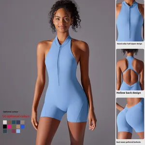 One Piece Zip Sports Jumpsuit for Women Tight Fit Yoga and Workout Wear