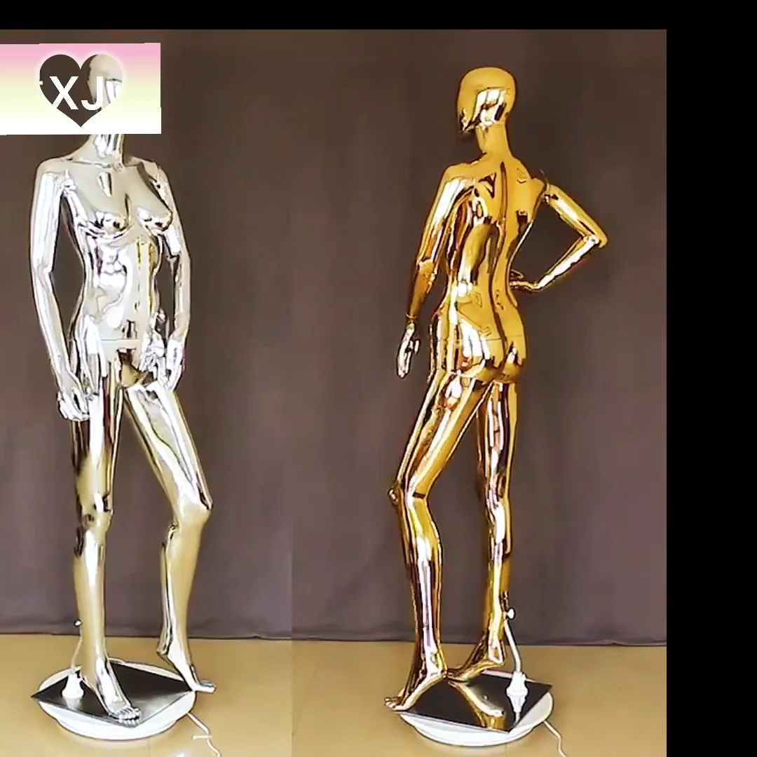 Xinji Wholesale New Mannequins Female Mannequin Color Chrome Gold