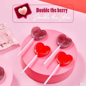 Bulk 140 Count Heart-Shaped Purple Red Lollipops Kids' Assorted Berry Flavored Candies Individually Wrapped Addressable Labels