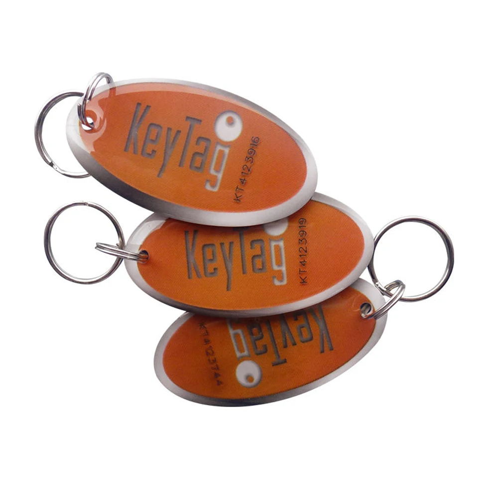 Customized Waterproof Barcode Printed Rfid Epoxy Nfc Tag Rfid Keychain With Metal Ring Buy