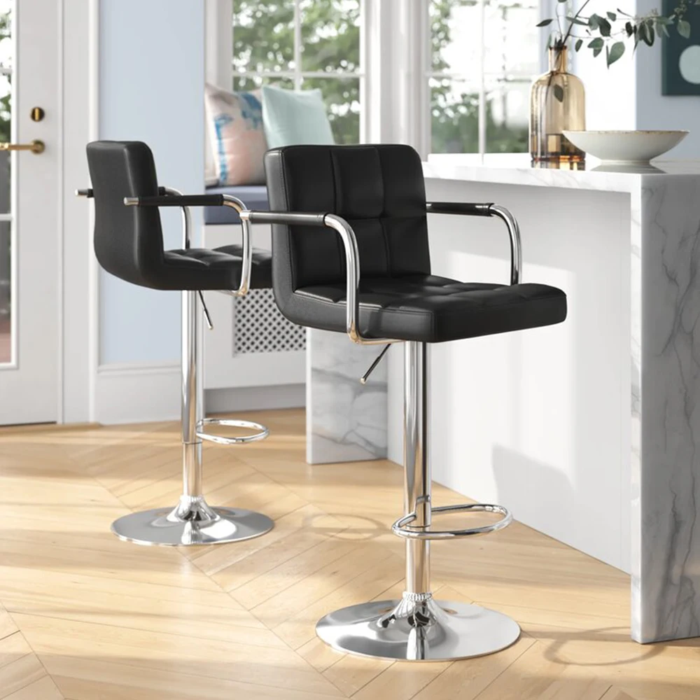 Wholesale Nordic White Leather Bar Stool Swivel Kitchen Bar Counter