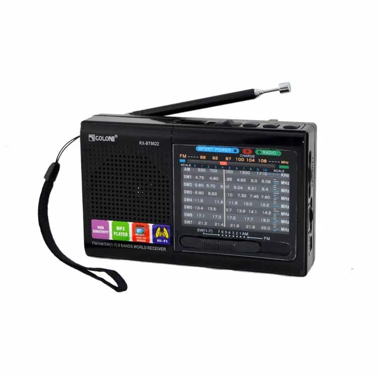 Portable Pocket FM AM SW 1-9 Bands Home Outdoor  Blue Tooth Manual Mini  USB Speaker Radio